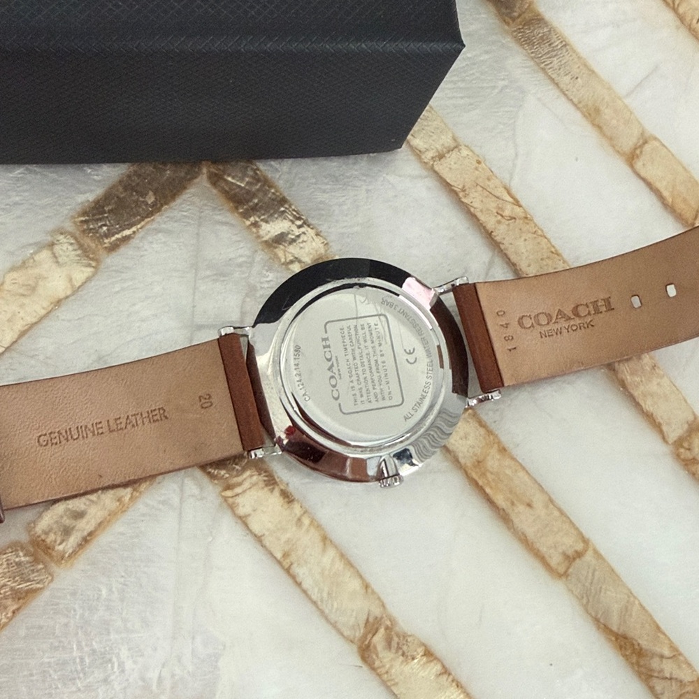 Coach Silver Dial with Brown Leather Strap womens Watch - Picture 4 of 6